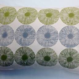 Hand Printed Geometric Cushion Cover Scandi Circles, Teal, Grey, Green - 40x60cm - thumbnail 2
