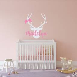 Custom Deer Head Name Wall Decal - Girl Nursery Ww244 - thumbnail 3