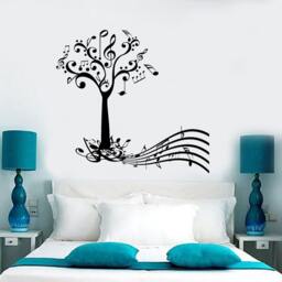 Wall Vinyl Decal Music Tree With Notes & Musical Key Note Paper Abstract Modern Home Decor 1196Dz - thumbnail 2
