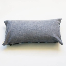 Blue Triangle Pattern Lumbar Pillow Sham-Hand Block Printed - 12x24 Cotton Throw Cover - thumbnail 3