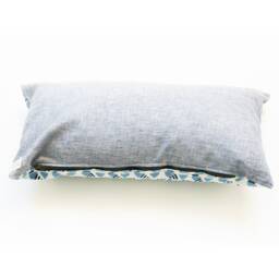 Blue Triangle Pattern Lumbar Pillow Sham-Hand Block Printed - 12x24 Cotton Throw Cover - thumbnail 2