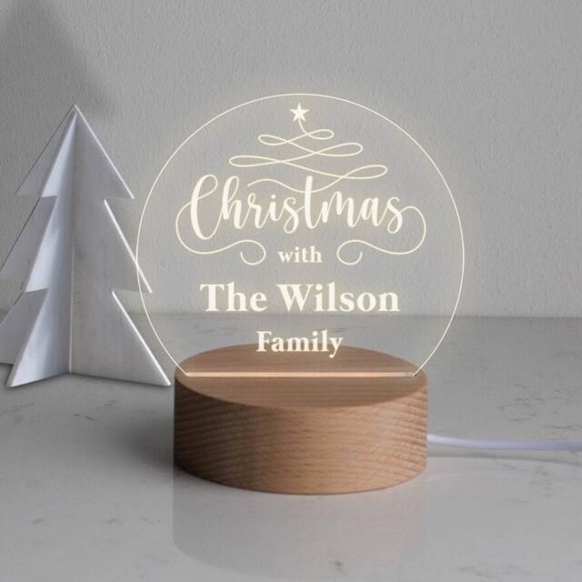 Personalised Mini Led Desk Lamp, Christmas Decoration, Family Xmas Gift, Home Office Accessories, Small Light For - image 1
