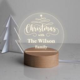 Personalised Mini Led Desk Lamp, Christmas Decoration, Family Xmas Gift, Home Office Accessories, Small Light For - thumbnail 1