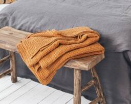 Linen Throw Blanket, Wedding Gift, Organic Stonewashed Waffle Linen Rustic Picnic Home Decor Valentines Day Gift - thumbnail 1
