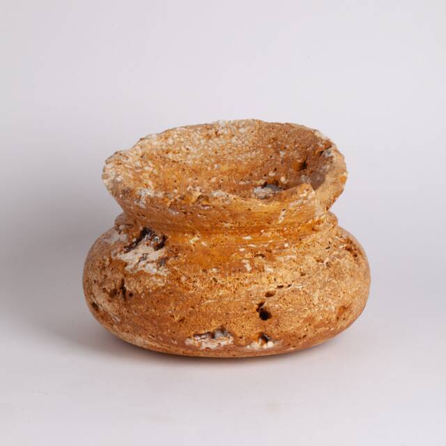 Unique Orange Travertine Vase/One-Of-A-Kind Centerpiece Home Decoration Marble Accessories Gift - image 1