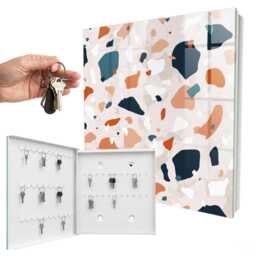 Colorful Chaos Wall Mounted Key Cabinet, Orange Industrial Box, Abstract Abstraction, For Lovers Of Modern Design - thumbnail 2