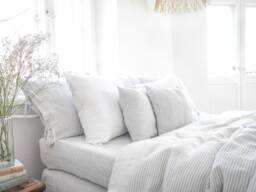 Grey Striped Linen Duvet Cover - Soft Stonewashed Natural Bedding, Queen & King Sizes - thumbnail 1