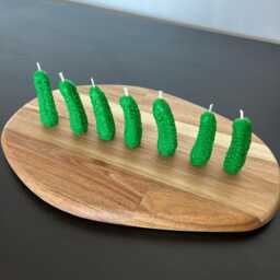 Cucumber Beeswax Candle - Set Of 7 Green Mini Vegetable Candles, Handmade Cake Toppers - thumbnail 3