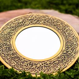 Hand-Forged Brass Arabic Calligraphy Mirror Egyptian Islamic Art - thumbnail 2