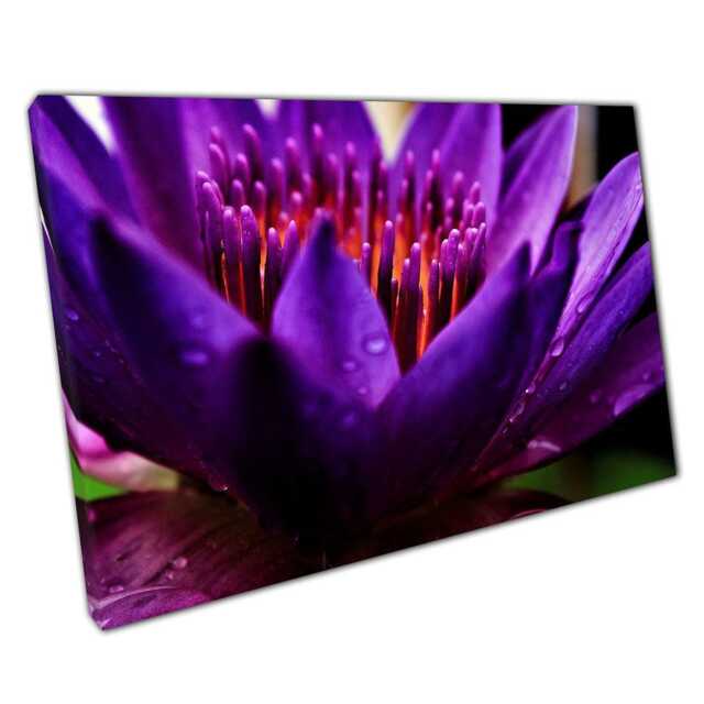 Exotic Lotus Purple Flower Canvas Wall Art Print For Home Office Decor - image 1