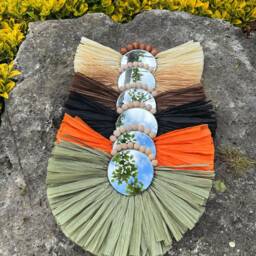 Raffia Sunburst Mirror With Wooden Beads, Coastal Wall Art - thumbnail 4