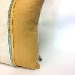 Hand Printed Cactus Pillow Mustard Yellow Linen With Fringe Trim - thumbnail 2