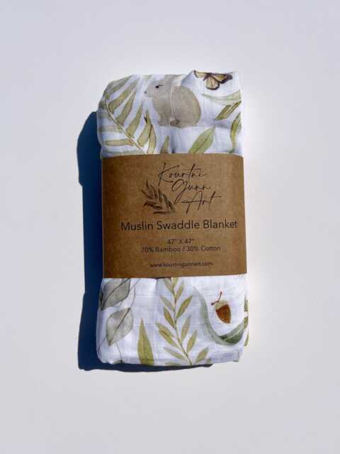 Woodland Swaddle Blanket - Animal Muslin Baby - image 1