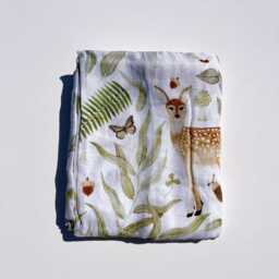 Woodland Swaddle Blanket - Animal Muslin Baby - thumbnail 2