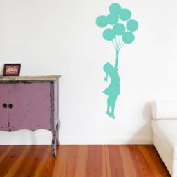 Wall Decal Banksy Balloon Girl, Sticker Floating Girl With Air Balloons, Graffiti Decor, Street Art, Urban Art - thumbnail 2