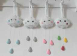 Cloud With Raindrops Hanging Decoration, Baby Room Decor, New Gift, Shower Felt Wall - thumbnail 1