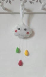 Cloud With Raindrops Hanging Decoration, Baby Room Decor, New Gift, Shower Felt Wall - thumbnail 3
