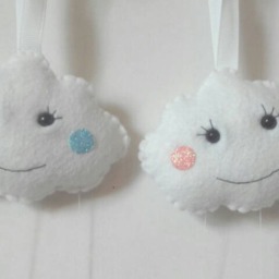 Cloud With Raindrops Hanging Decoration, Baby Room Decor, New Gift, Shower Felt Wall - thumbnail 4