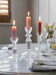 Clear Glass Ruffle Edge Candlestick - thumbnail 1