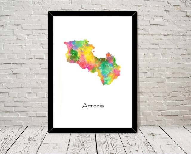 Armenia Print Watercolour Illustration Map Art Abstract Home Decor Giclee Office Wall Room