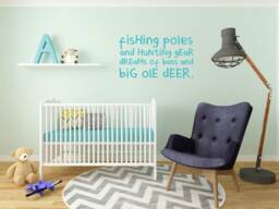 Fishing Poles & Hunting Gear Deams Of Bass Big Ole Deer. Vinyl Wall Decal - thumbnail 1