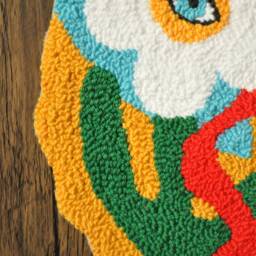 Handmade Punch Needle Wall Hanging Abstract Floral Decor - thumbnail 3