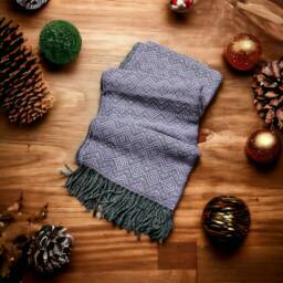 Handmade Baby Alpaca Throw Blanket Royal Purple Charcoal, Hypoallergenic - thumbnail 2
