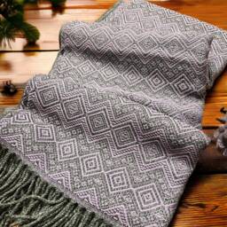 Handmade Baby Alpaca Throw Blanket Royal Purple Charcoal, Hypoallergenic - thumbnail 3
