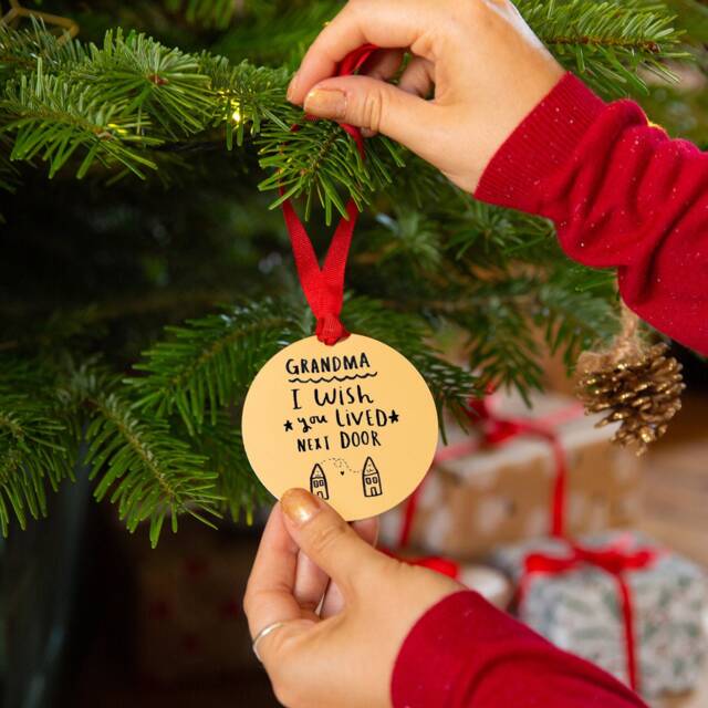 Grandma I Wish You Lived Next Door Gold Christmas Decoration - image 1
