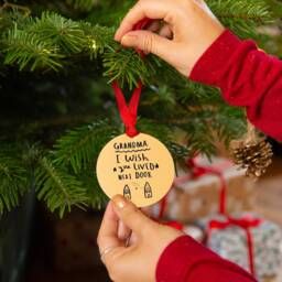 Grandma I Wish You Lived Next Door Gold Christmas Decoration - thumbnail 1