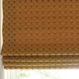 Golden Red Geometric Trellis Jacquard Fabric Flat Roman Shade - Cl1187 - thumbnail 2