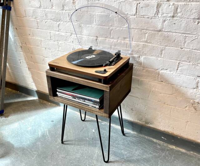 Turntable Stand, Record Storage, Record Player Vinyl Unit, Wooden Side Table - image 1