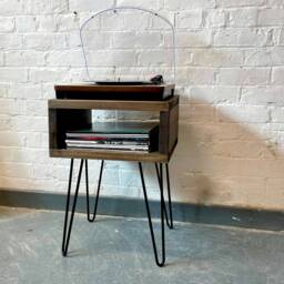 Turntable Stand, Record Storage, Record Player Vinyl Unit, Wooden Side Table - thumbnail 3