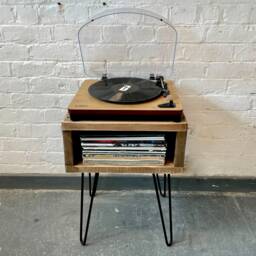 Turntable Stand, Record Storage, Record Player Vinyl Unit, Wooden Side Table - thumbnail 2