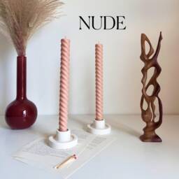 Tall Twisted Soy Wax Taper Candle Handmade Pastel Decor - thumbnail 2