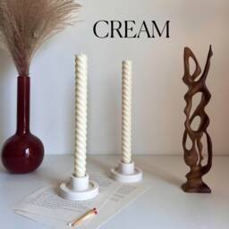 Tall Twisted Soy Wax Taper Candle Handmade Pastel Decor - thumbnail 3