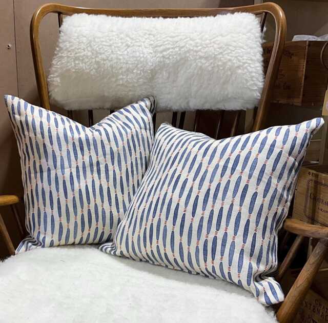 Pair 2 Double Sided, Linwood Smocked Cushions - image 1