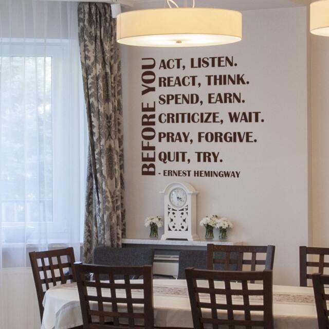 Ernest Hemingway Sayings Inspirational Wall Quotes Vinyl Decal Stickers - 115 - image 1