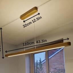 Handmade Oak Led Linear Suspension Modern Wood Chandelier - thumbnail 4