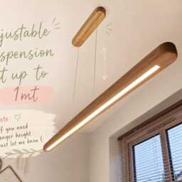Handmade Oak Led Linear Suspension Modern Wood Chandelier - thumbnail 3