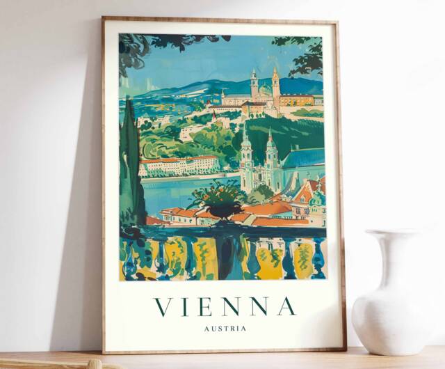 Vienna Travel Poster Austria Cityscape Art Print - image 1