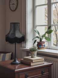 Black Paisley Fabric Lampshade Handmade in The UK For Table & Floor Standard Lamp Shades, Ceiling Lights, Clip On Wall Lights - thumbnail 1