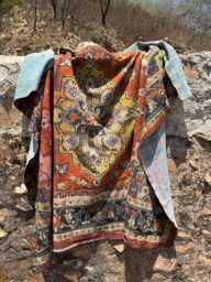 Persian Kantha Quilt, Digital Floral Print Cotton Throw, Lightweight Bedspread Blanket - thumbnail 1