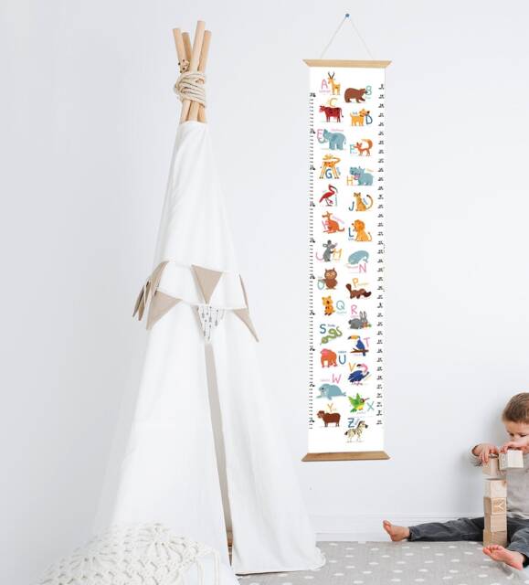 Animal Alphabet Height Chart, Nursery Wall Decor, Kids Growth Chart - image 1