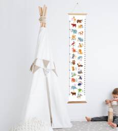 Animal Alphabet Height Chart, Nursery Wall Decor, Kids Growth Chart - thumbnail 1