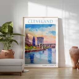 Cleveland Travel Print, Poster, Ohio Wall Art, Vintage Gift - thumbnail 2