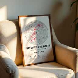 Personalised Manchester Marathon 2025 Finisher Route Map Print & Frame Gift Runner Run Completing Present Celebration Poster Course Medal - thumbnail 3