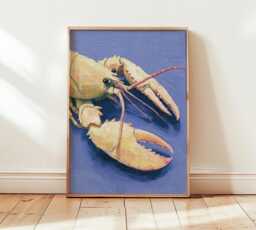 Lobster Art Print, Retro Coastal Wall Art, Vintage Marine Poster, Nautical Kitchen Decor, Mid Century Ocean - thumbnail 1
