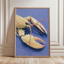 Lobster Art Print, Retro Coastal Wall Art, Vintage Marine Poster, Nautical Kitchen Decor, Mid Century Ocean - thumbnail 2