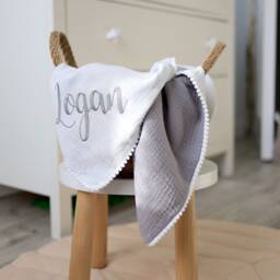Personalised Baby Blanket From Organic Cotton Gift For Newborn Receiving Embroidered Super Soft Baby Wrap - thumbnail 3